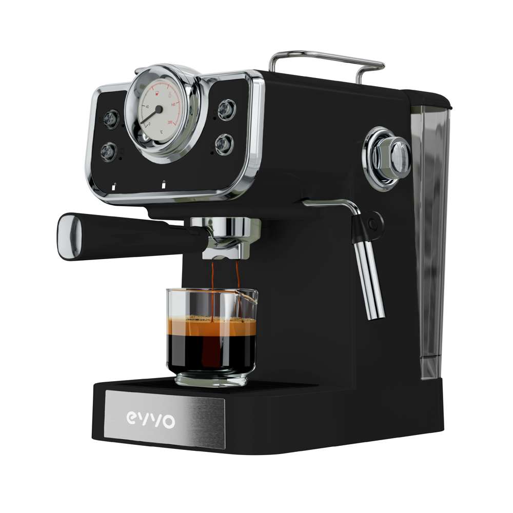 Evvo Espresso-siebträgermaschine Intensa Retro, 15 Bar, Vintage-finish, Stahlgehäuse, Espresso & Cappuccino, 950 W, Doppelauslauf