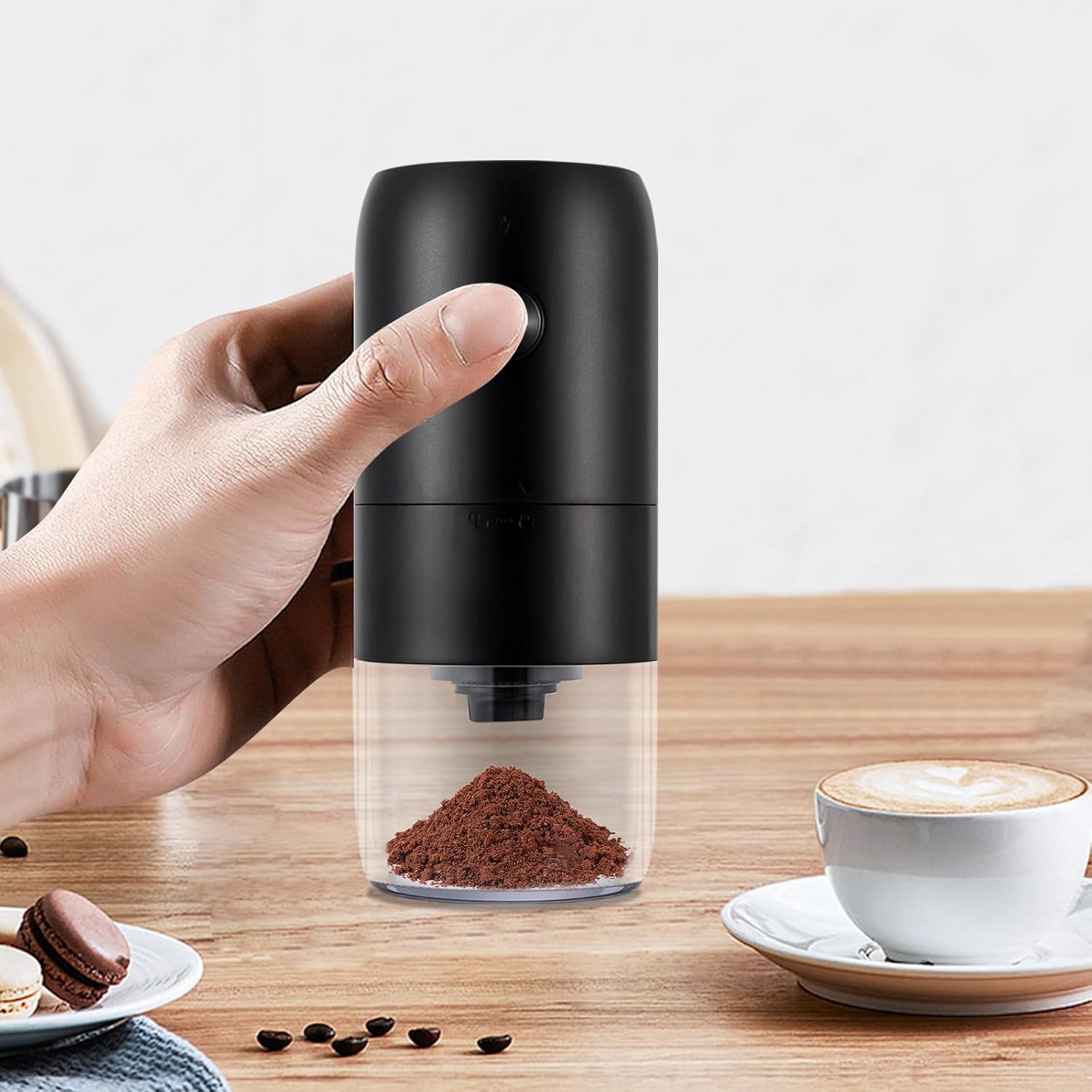Kaffeemühle, Usb Wiederaufladbare Elektrische Kaffemühle Mit Keramik Kegelmahlwerk Einstellbarer Grobheit Espresso Kaffeemühle Tragbare Wiederaufladbare 30g Für Bohnen, Gewürze (schwarz)