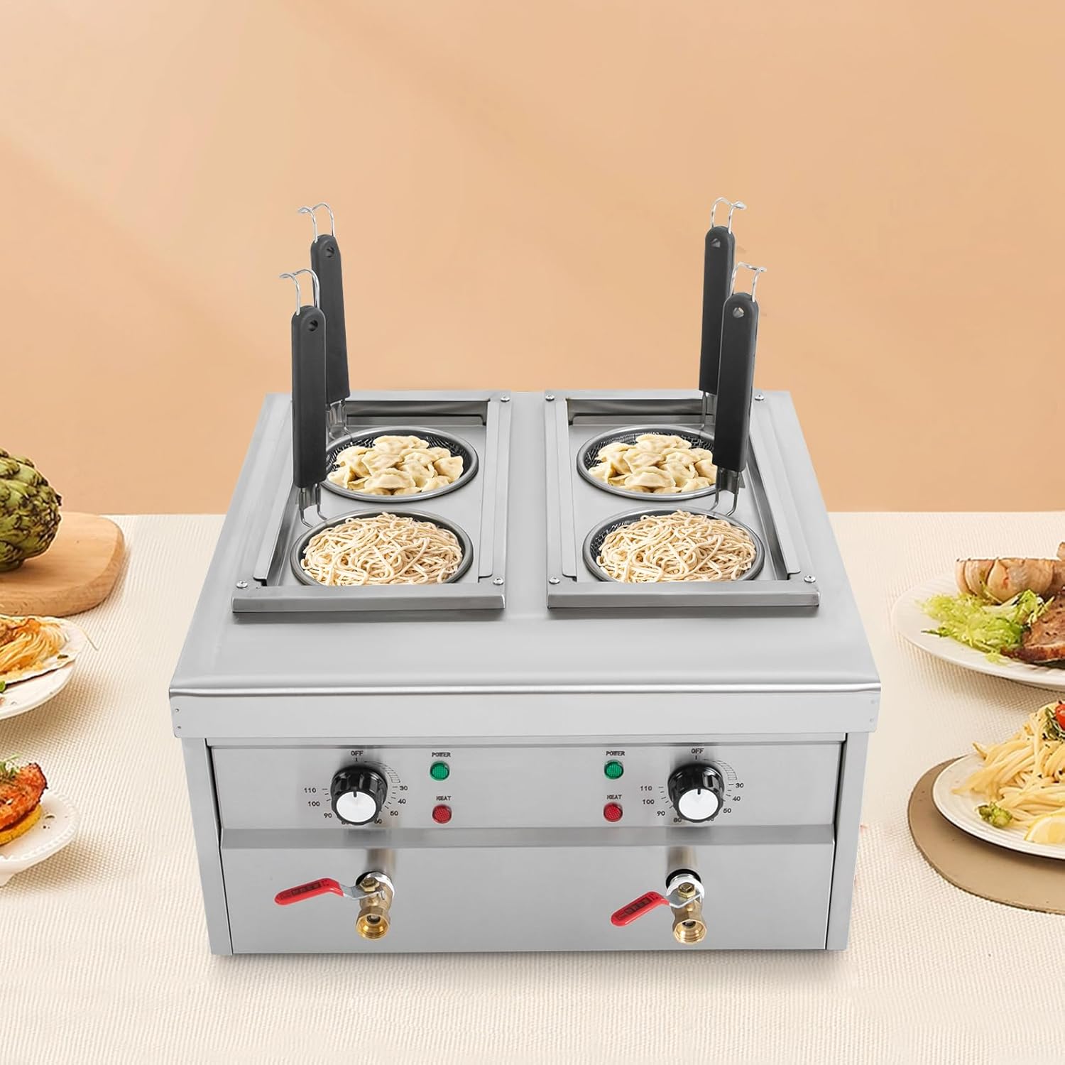 Nudelkocher, Nudeltopf Mit Sieb, Elektrischer Pastakocher, 201 Edelstahl, 4-loch-design, Ideal Zum Gleichzeitigen Kochen Von Nudeln, Gemüse Und Teigtaschen