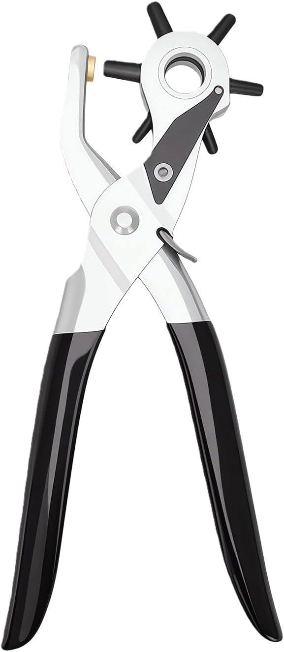 Multifunktionaler, Drehbarer Lederlocher – 6 Löcher – Ergonomischer Griff – Robuster Geldbörsenriemen