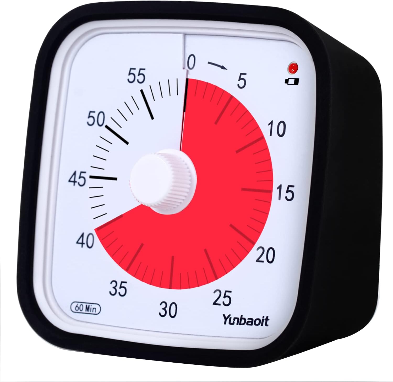 Yunbaoit Verbesserter Visueller Timer Mit Schutzhülle, 60-minuten-countdown-timer Für Kinder Und Erwachsene Mit Warnung Bei Niedrigem Batteriestand, Geräuschloses Zeitmanagement-tool (schwarz)
