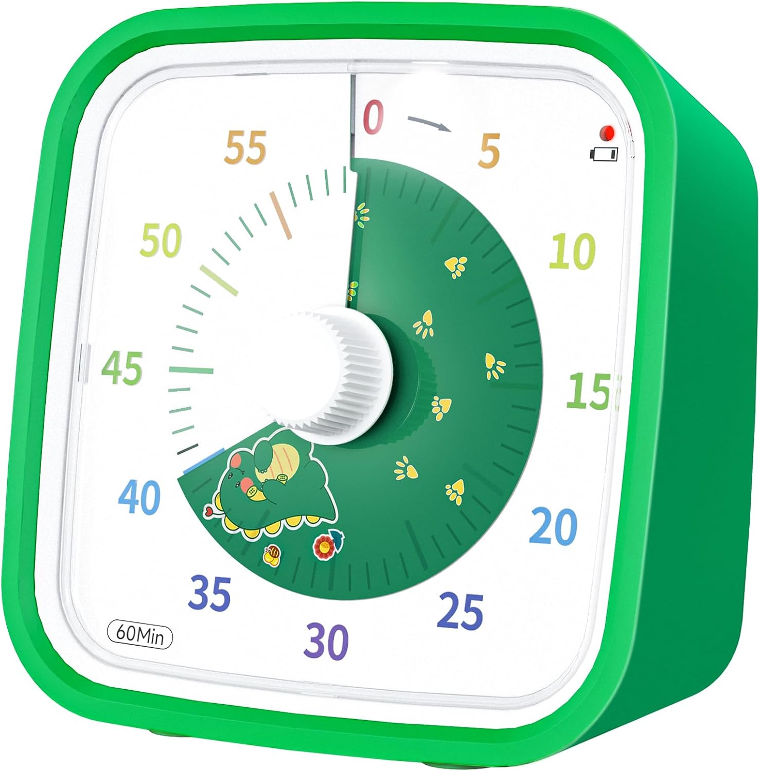 Visueller Timer Mit Schutzhülle, Dinosaurier-timer Für Kinder, 60-minuten-countdown-timer Für Kinder Und Erwachsene (grüner Dinosaurier)