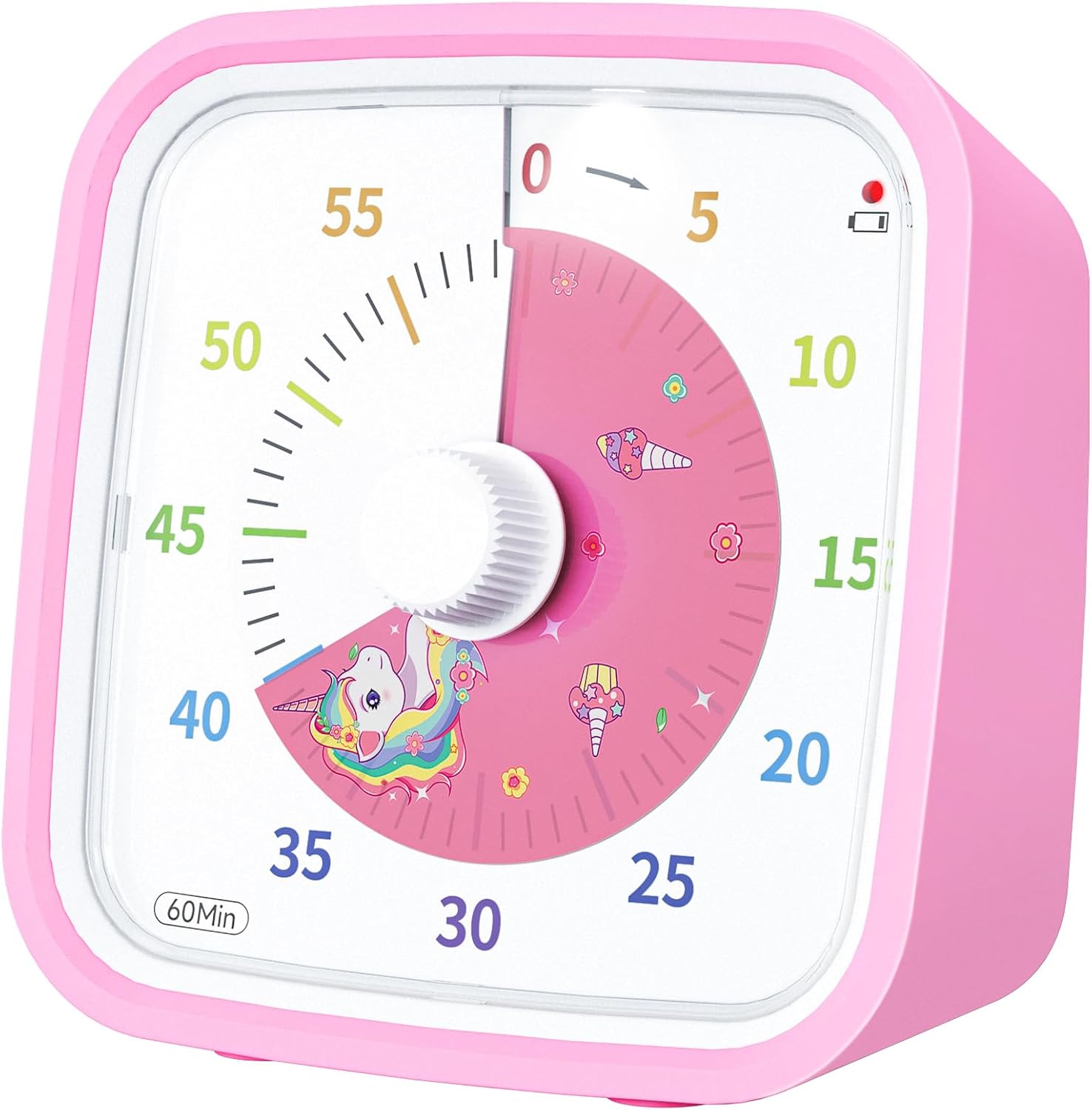 Visueller Einhorn-timer Mit Schutzhülle, Einhorn-timer Für Kinder, 60-minuten-countdown-timer Für Kinder Und Erwachsene (rosa Einhorn)