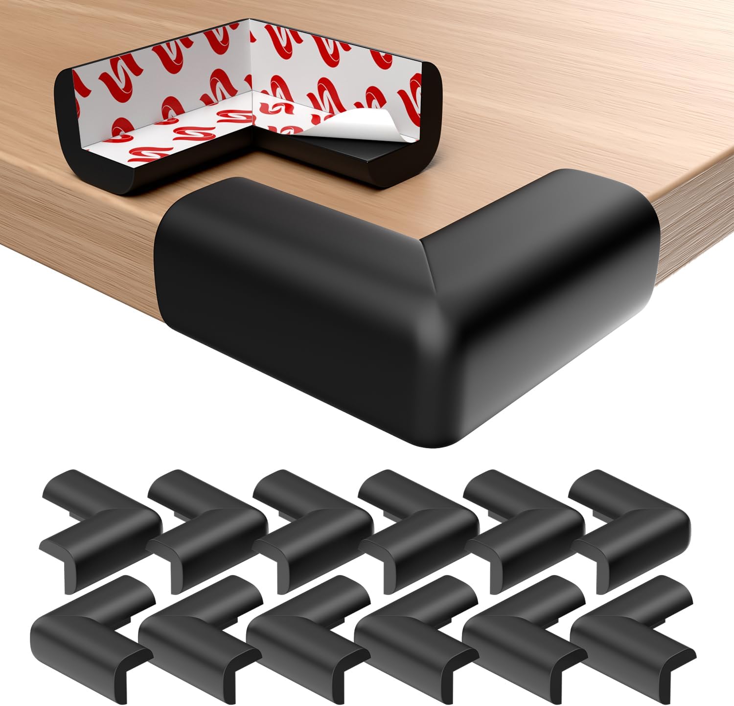 Set Mit 12 Eckenschützern Für Babytische, Eckenschutz Mit Starkem Kleber, Weicher Schaumstoff, Eckenschutz Für Möbel Und Scharfe Kanten, Schwarz