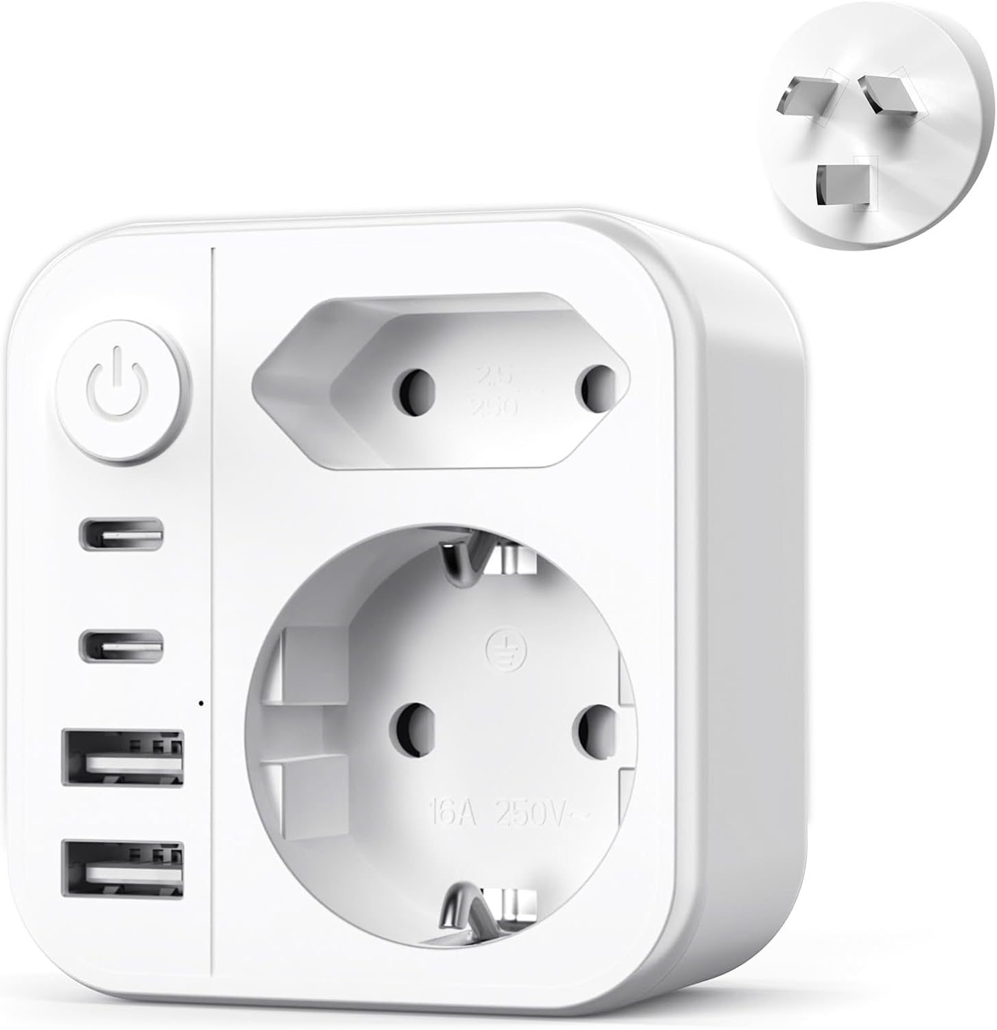 6-in-1-reiseadapter Für Australien, 2500-w-reiseadapter (frankreich Auf Australien), Typ-i-reiseadapter Mit 2 Usb-a- Und 2 Typ-c-anschlüssen (17 W) Für Australien, China, Neuseeland, Fidschi Und Argen
