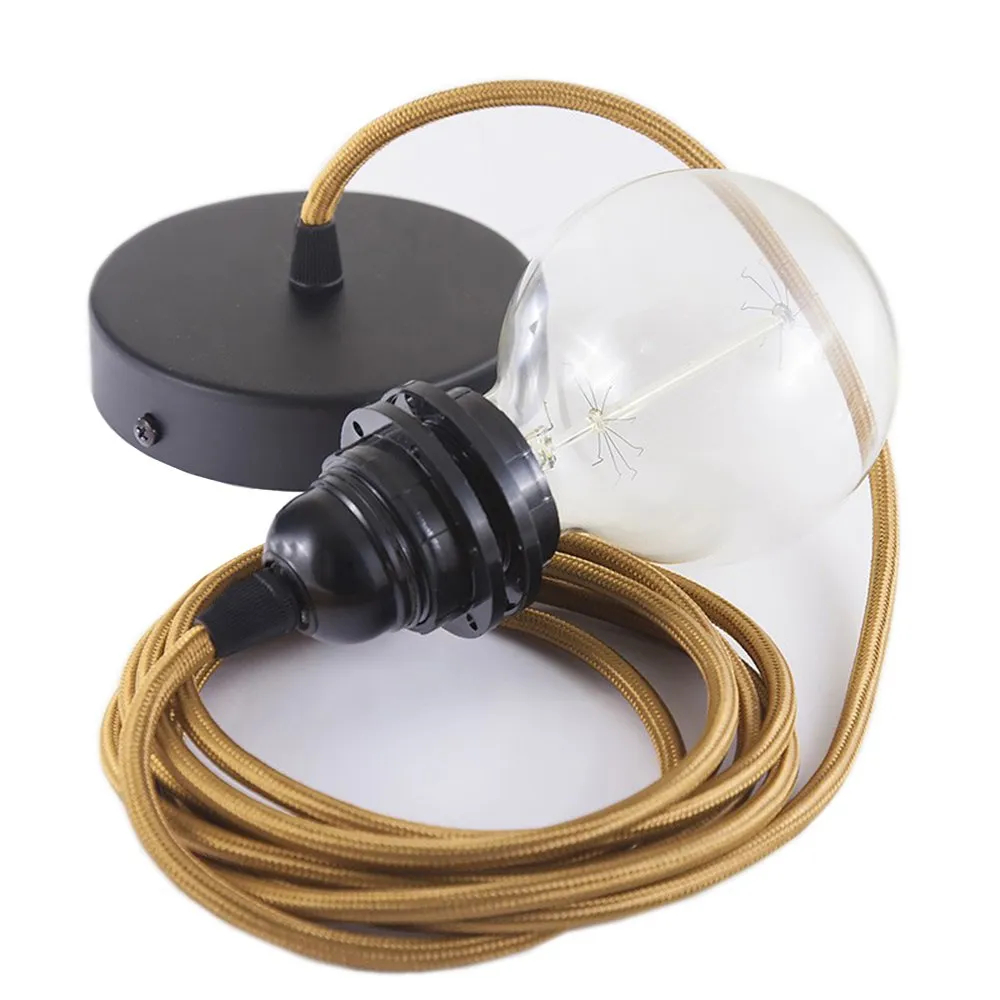 Hängelampe Creative Cables Rm22 Seidenkabel Whisky Farbe
