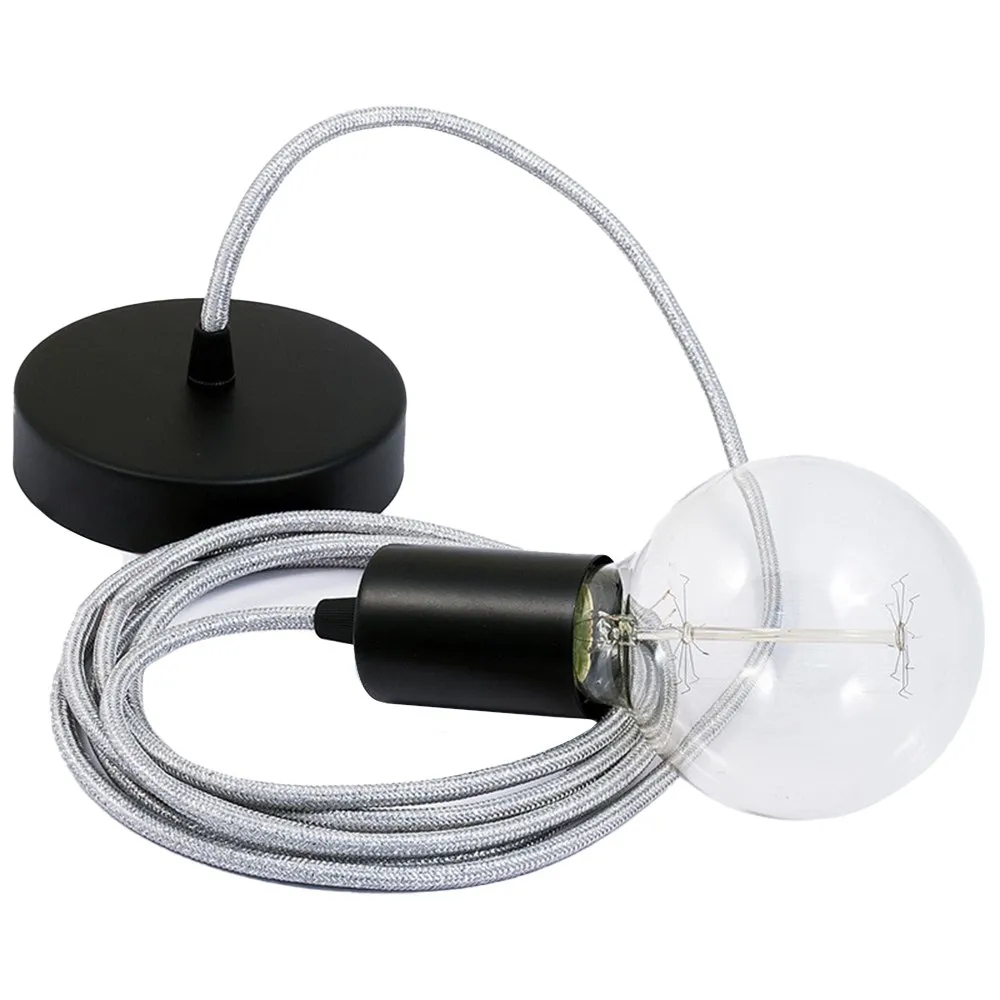 Leuchte Creative-cables Rl02 Textilkabel Silber Kupfer