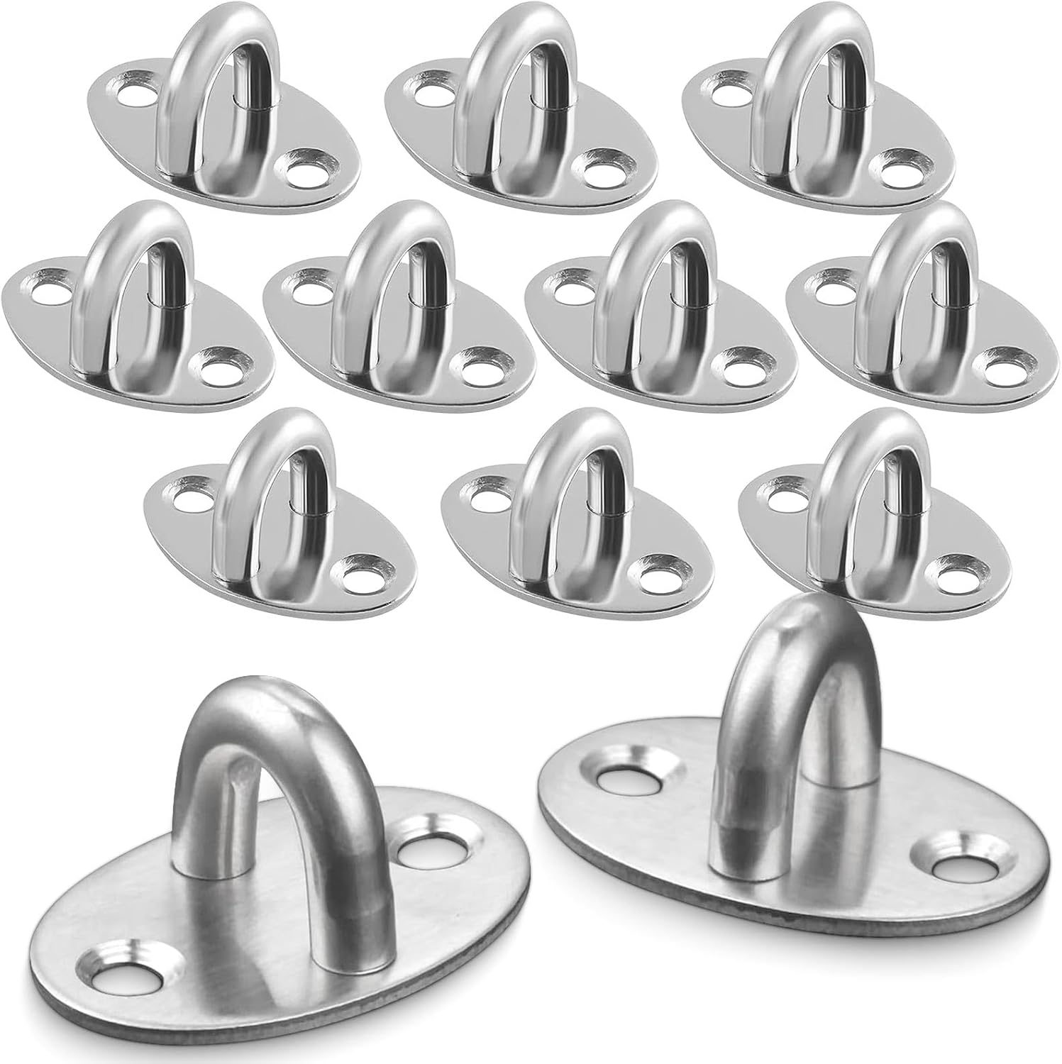 Silberner Deckenhaken, 12 Stück Ovale Edelstahlösen, Deckenmontagehaken, U-förmige Wandmontage-ösenplatte, 3,9 X 2,6 Cm