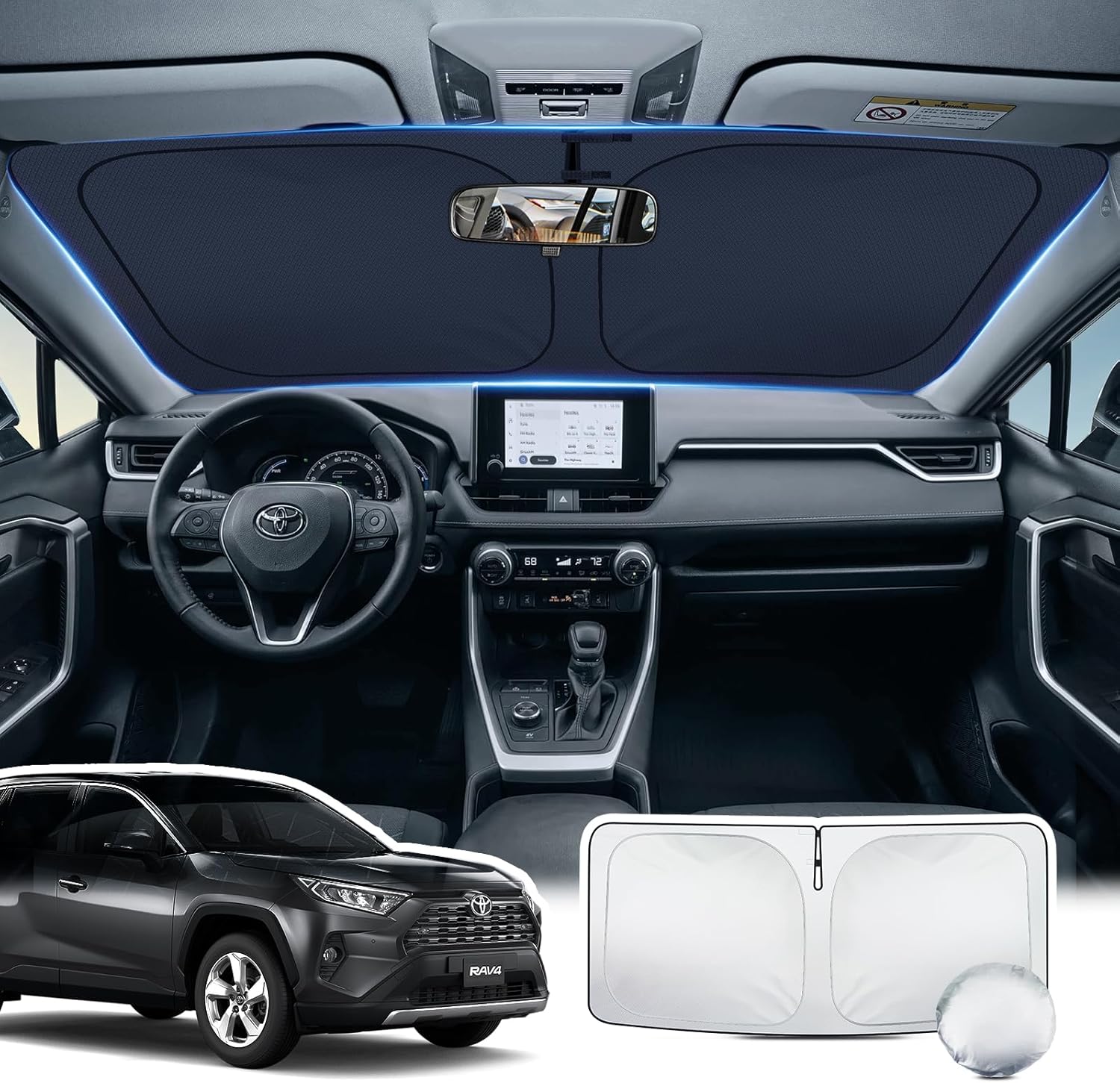 Sonnenschutzblende Für Die Windschutzscheibe Des Toyota Rav4 (2019–2025), Faltbar, Schützt Vor Uv-strahlung Und Hitze, 145 X 80 Cm
