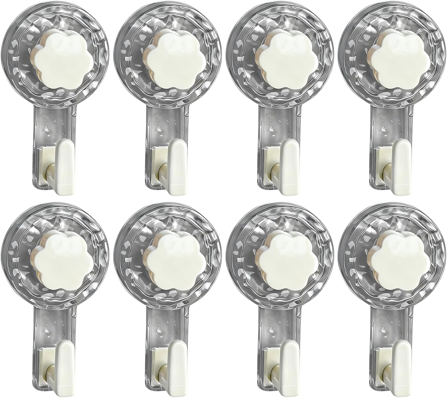 Set Mit 8 Wiederverwendbaren, Extra Starken Saugnapfhaken Zum Einfachen Anbringen Ohne Bohren, Maximale Traglast 5 Kg, Für Fenster, Glas, Badezimmer, Küchen (transparent Grau)