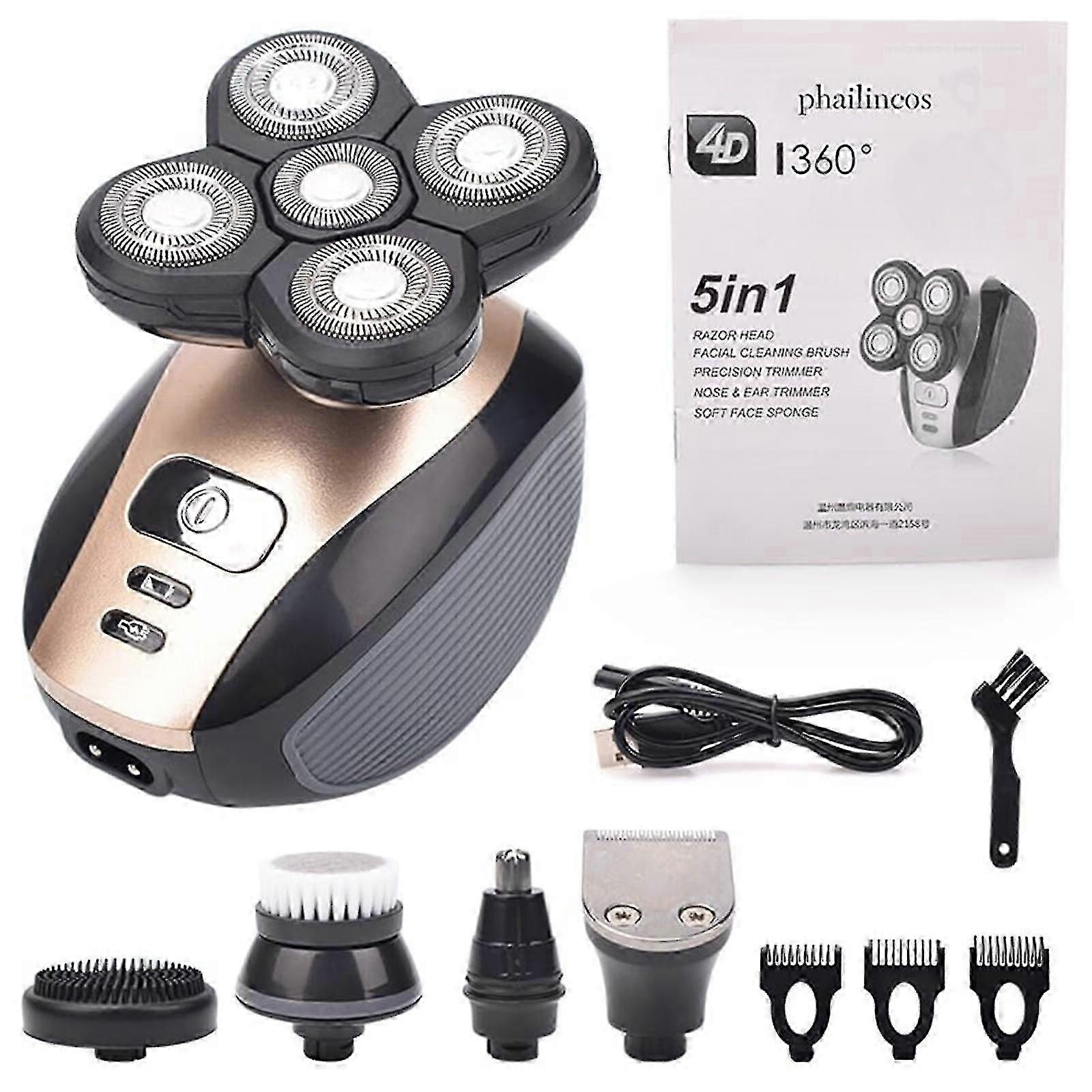 4d Elektrorasierer – 5-in-1 Multifunktionsrasierer, Wiederaufladbar Und Abwaschbar