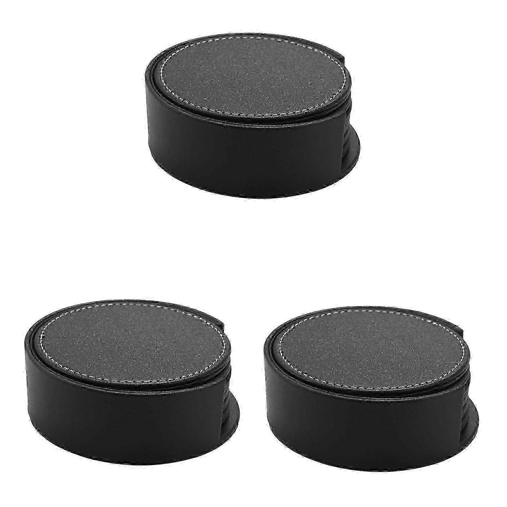 Lot De 18 Dessous De Verre Ronds En Cuir Noir - Taille M