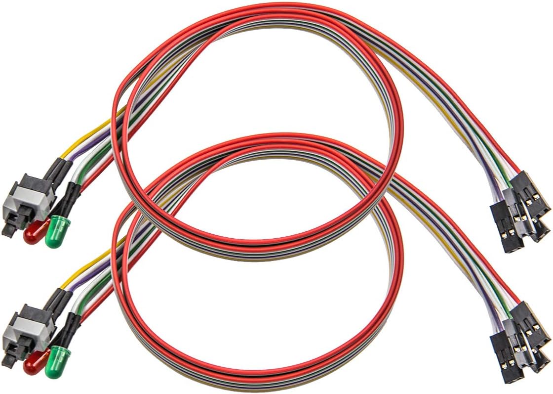 2 Elemente: Reset-schalter, Chassis-stromkabel Und Reset-schalterkabel Mit Kontrollleuchte.