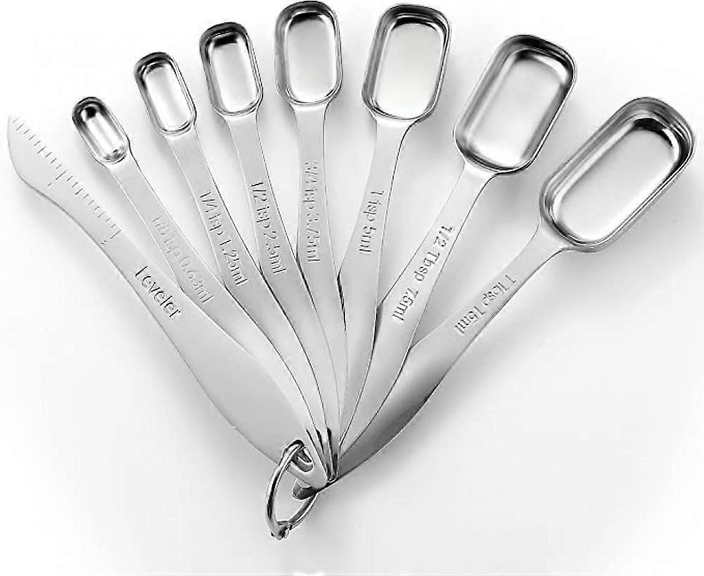 Robuste Messlöffel Aus Edelstahl Für Trockene Oder Flüssige Zutaten, Passend Für Gewürzgläser, 8er-set Mit Abstreifer.