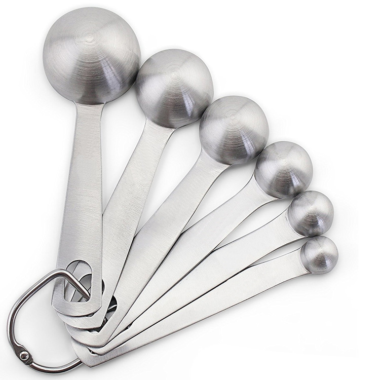 Messlöffelset Aus Edelstahl, 6-teilig: 1/8 Teelöffel, 1/4 Teelöffel, 1/2 Teelöffel, 1 Teelöffel, 1/2 Esslöffel Und 1 Esslöffel, Geeignet Für Trockene Pulver Und Flüssige Zutaten.