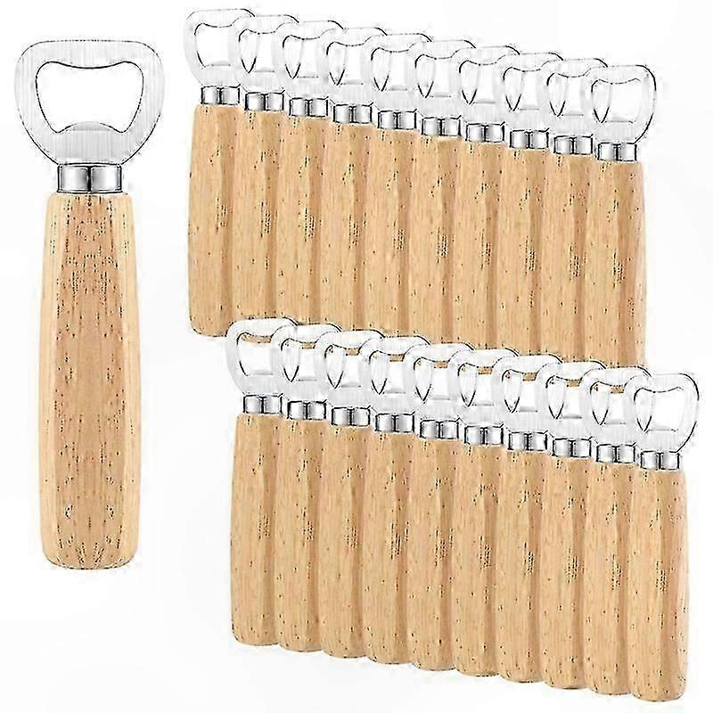 Set Mit 20 Flaschenöffnern Aus Holz Mit Edelstahlkanten Für Die Bar, Geeignet Für Wein- Und Apfelweinflaschen