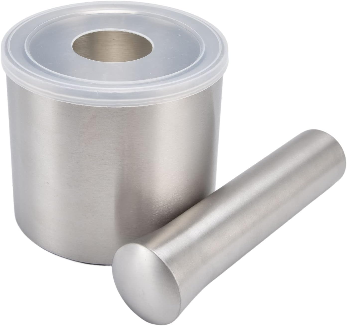Mörser- Und Stößelset, Edelstahlmörser Mit Deckel Für Gewürzmühle (gerader Knoblauchstößel)