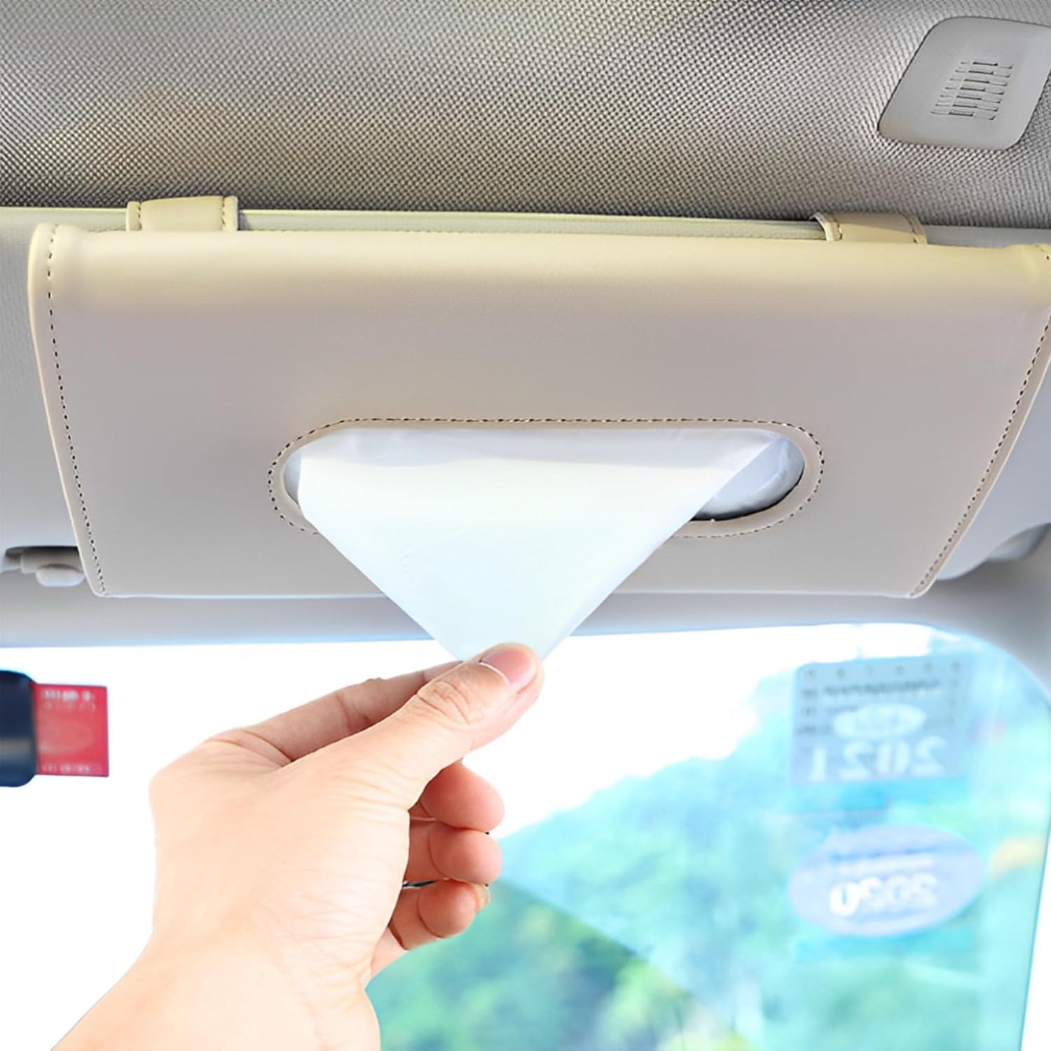 Leder-taschentuchbox-zubehör Für Auto-sonnenblenden, Taschentuchhalterclip, Geeignet Für Rücksitze Und Rückenlehnen.