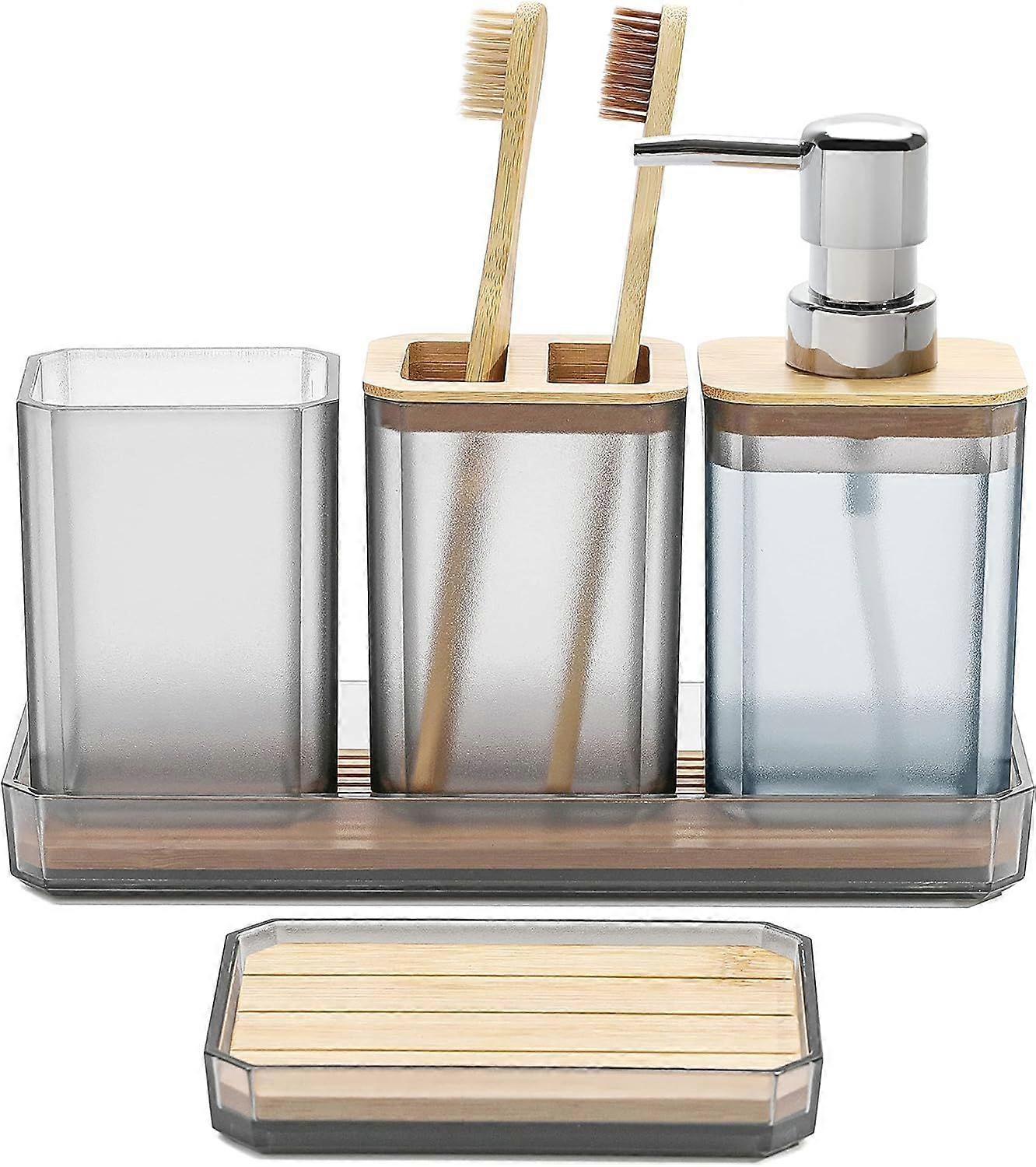 Badezimmer-accessoire-set, 5-teiliges Geschenkset: Seifenspender, Seifenschale, Zahnbürstenhalter, Zahnbürstenbehälter, Wc-ablage, Moderner Bohème-stil