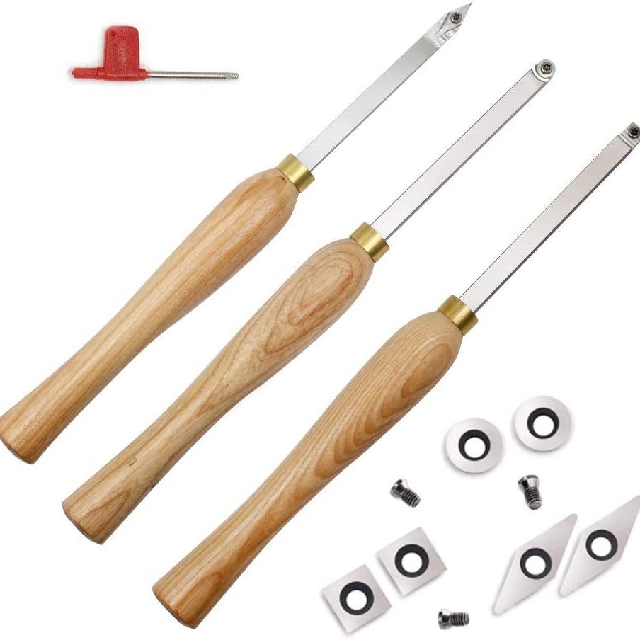 Drechselwerkzeug-set, 3-teilig, Mit Runden Und Quadratischen Diamant-hartmetall-fräsern