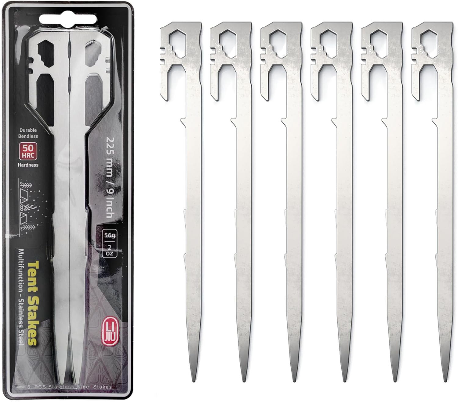 6er-set Heringe – Unverzichtbar Beim Camping. Robuste, Leichte Heringe Aus Edelstahl, 22 Cm Lang.