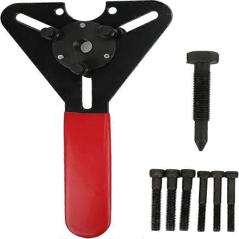 Kit D'Outils Pour Le Démontage De L'Embrayage Du Compresseur De Climatisation, Clé Double Usage Avec Extracteur, Poignée Rouge En Métal Noir, Pour L'Entretien Des Climatiseurs R134a