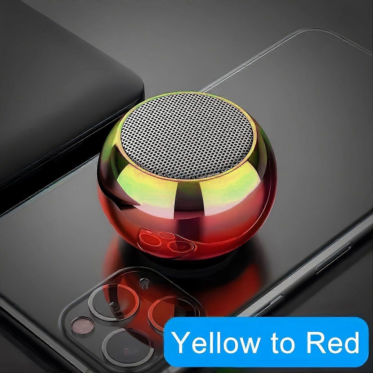 Enceinte Sans Fil Portable (rouge À Jaune) Avec Caisson De Basses Intégré, Mini Enceinte Bluetooth 5.0 Compacte Pour Tv, Pc, Smartphones, Fêtes En Extérieur