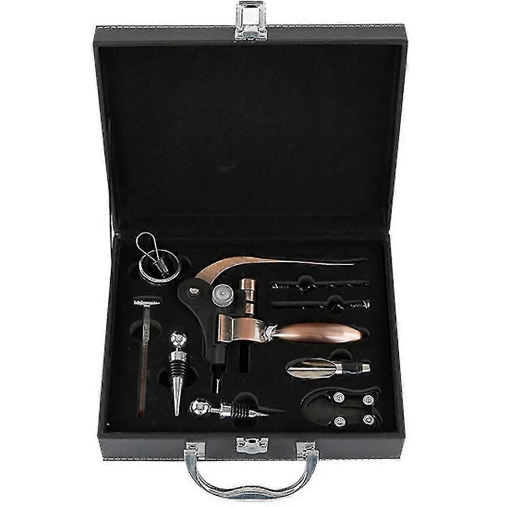 Korkenzieher-geschenkset Mit Hasenmotiv, Korkenzieher Und Weinausgießer, In Einer Hochwertigen Lederbox.