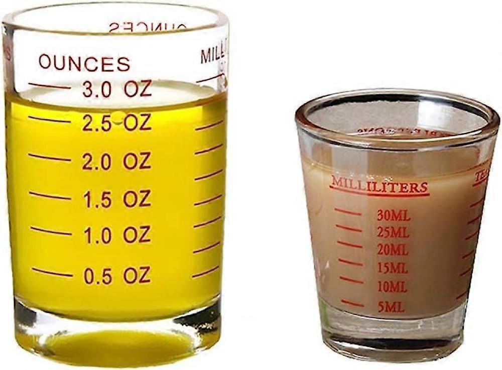Messbecher Aus Mattiertem Glas, 3 Oz/90 Ml, Dicke Espressotassen Aus Glas, 2er-set (rot, 90 Ml, 30 Ml)