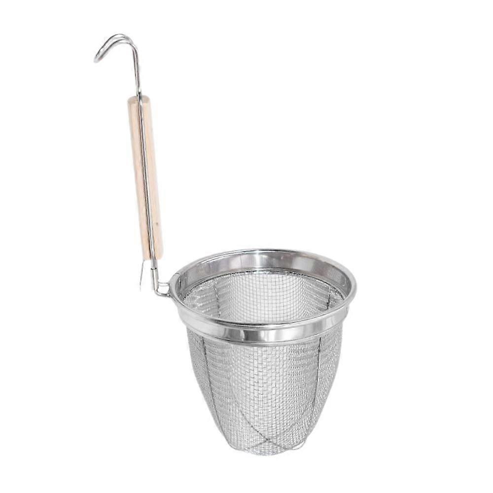 Spinnensieb Mit Holzgriff – 32,8 Cm Großer, Mikroperforierter Nudelkorb Aus Edelstahl