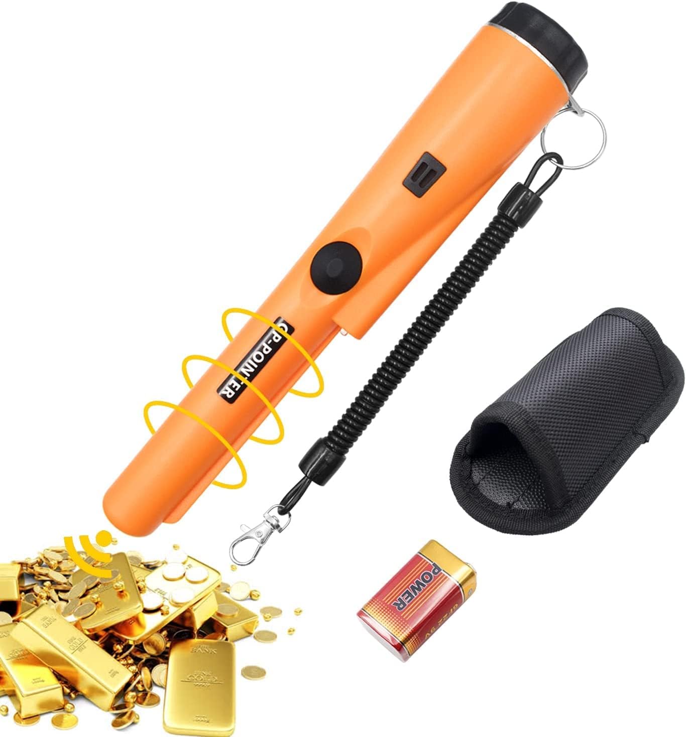 Tragbarer Metalldetektor, 360°-scan-metalldetektor, Wasserdicht (ip66), Metallzeiger, Integrierte Led-anzeige/heller Alarm/9-v-batterie Zur Suche Nach Goldmünzen Und Schmuck