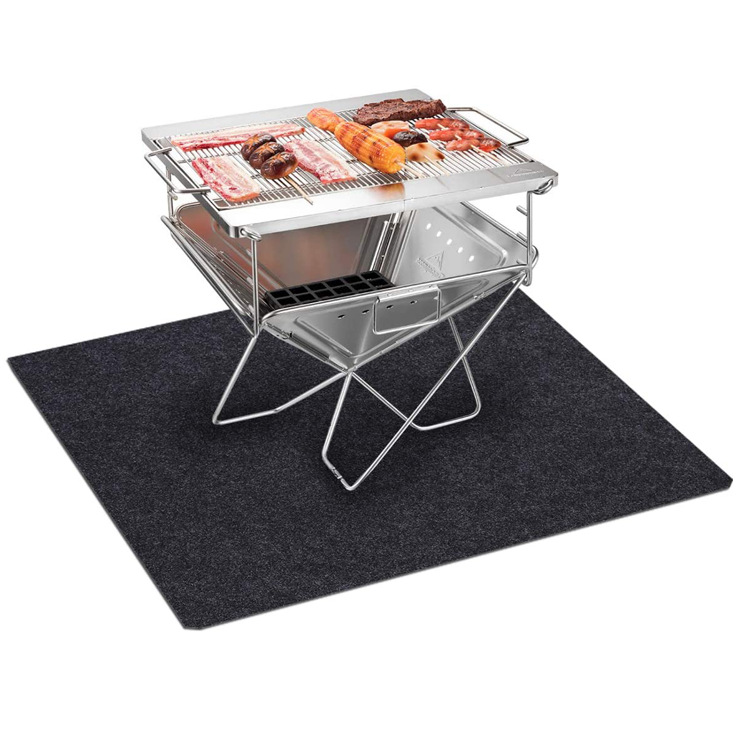 (127x91cm, Anthrazit) Schutzmatten Für Grill, Terrasse, Balkon Und Garten - Bodenschoner - Grillmatten - Feuerfeste Grillmatten