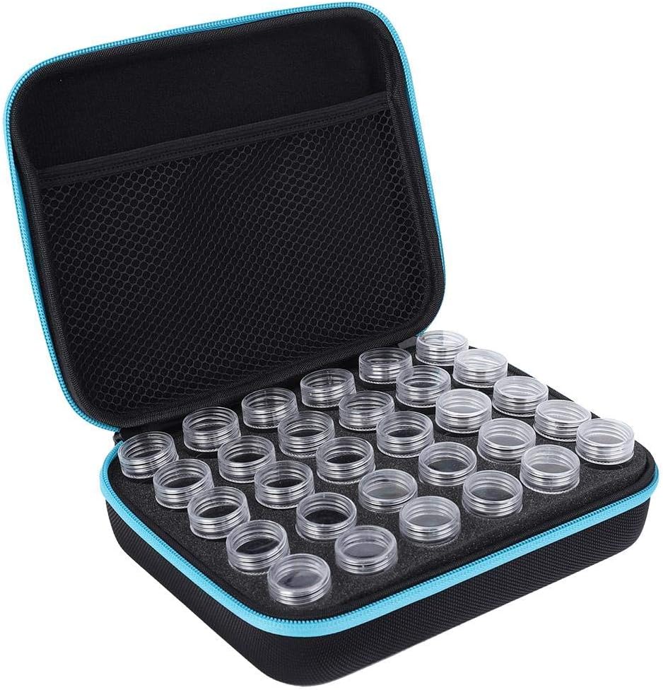 Aufbewahrungsbox Für Diamantmalerei (30 Fächer), Zubehör Und Werkzeuge (blau). Aufbewahrungstasche Für 30 Fläschchen. Werkzeugset Nr. 2.