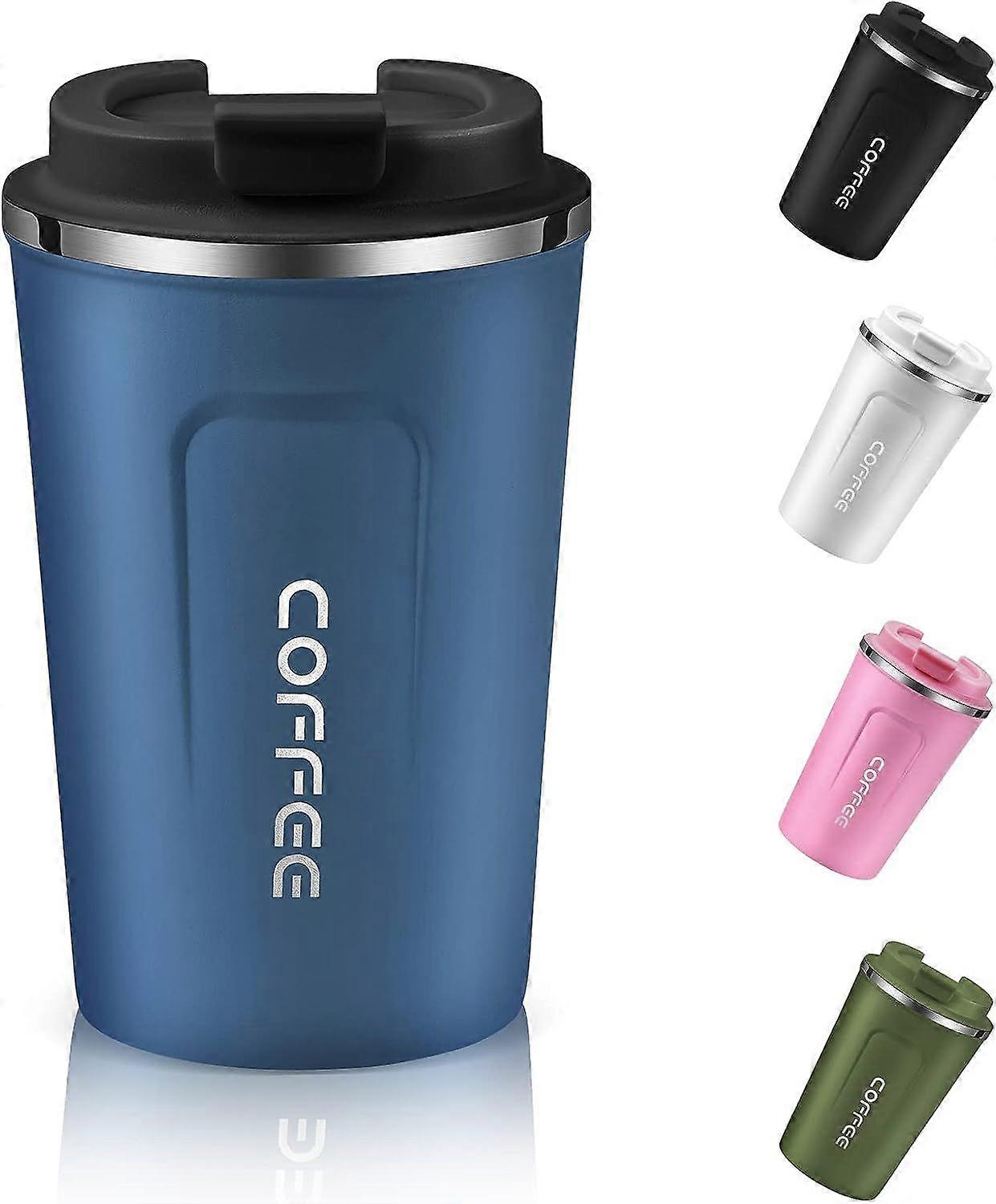 380-ml-reisebecher Mit Auslaufsicherem Deckel, Wiederverwendbarer, Isolierter Edelstahl-kaffeebecher (blau)