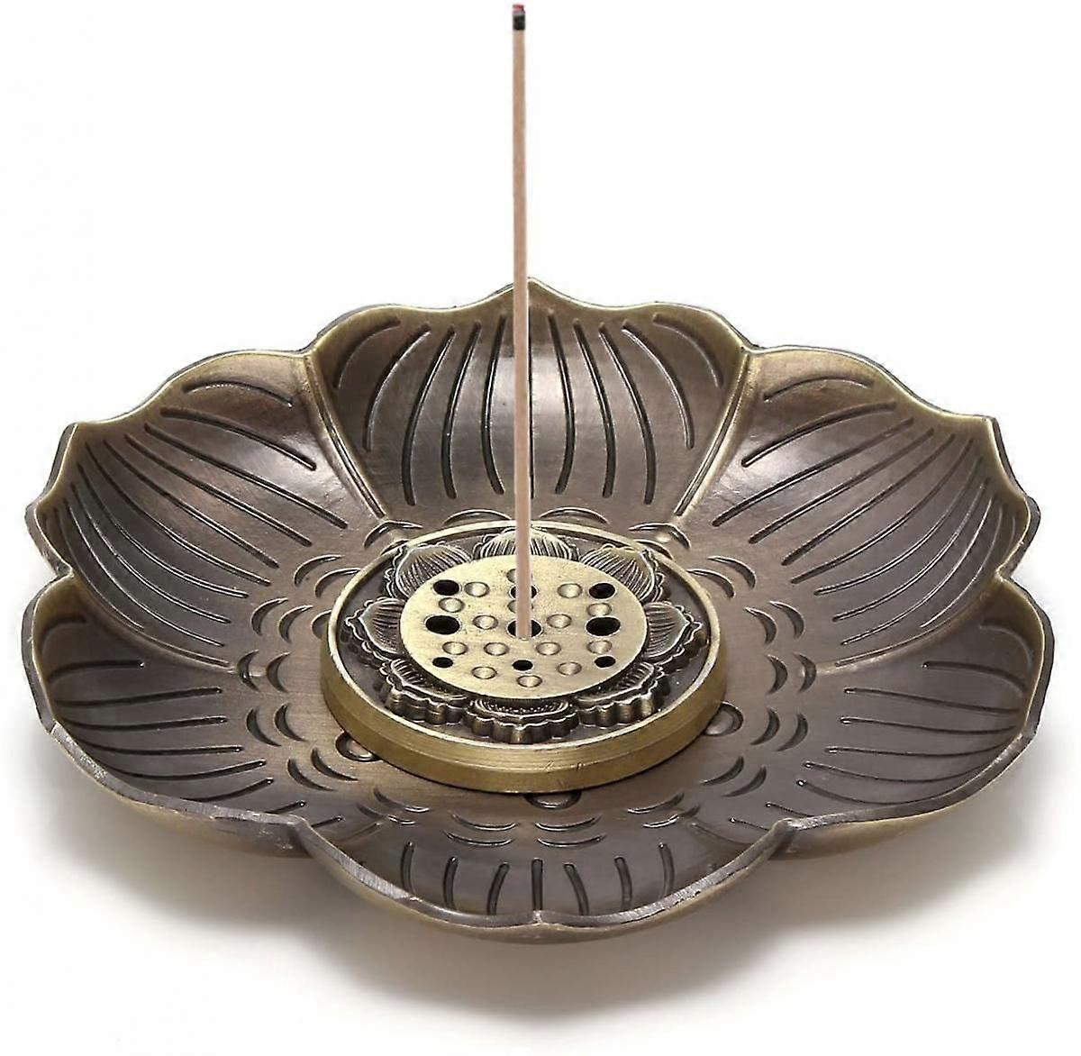 Räucherstäbchenhalter Aus Messing – Lotus-räucherstäbchen-räuchergefäß Und Konischer Räucherstäbchenhalter Mit Ascheauffangschale (9 Löcher)