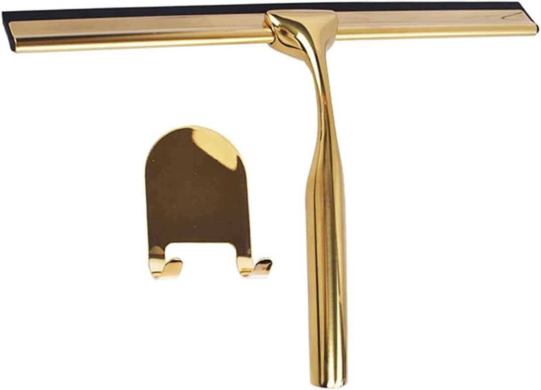 Duschschaber Aus Edelstahl, Fensterschaber, Badezimmerschaber, Rutschfester Glasschneider Für Türen Und Autospiegel, Griff Mit Haken, Goldener Duschschaber (zylindrischer Schaber Aus Goldfarbenem Edel