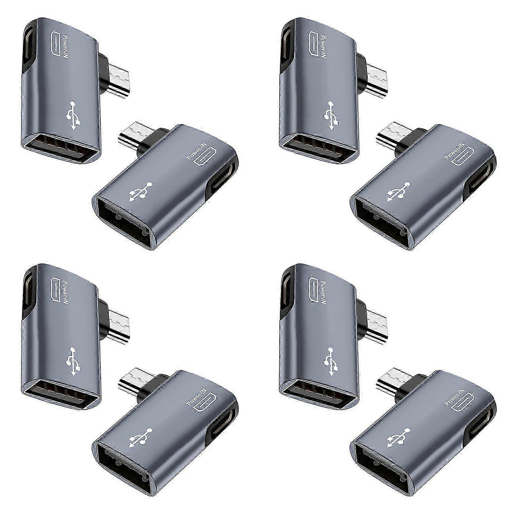 Adaptateur Otg 8 Pièces Pour Fire Tv Stick, Adaptateur Micro-usb Vers Usb Coudé À 90° (gauche/droite) Pour Téléphones Et Tablettes Android (qaq)
