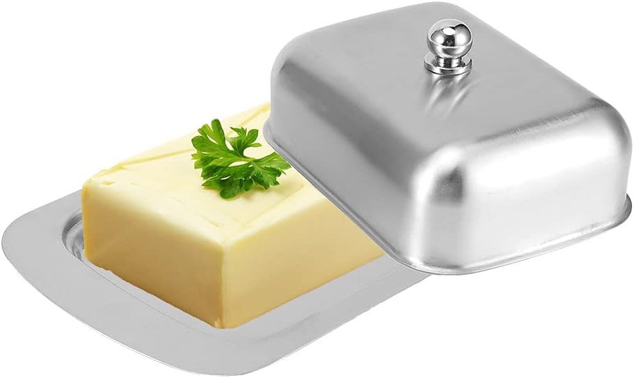 Butterdose Aus Edelstahl Mit Deckel, Butter- Oder Käsebehälter