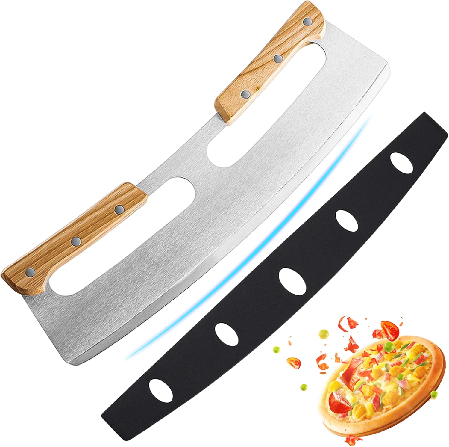 Professionelles Pizzamesser Aus Edelstahl Mit Griff Aus Massivholz (dicker Edelstahl, Originalfarbe).