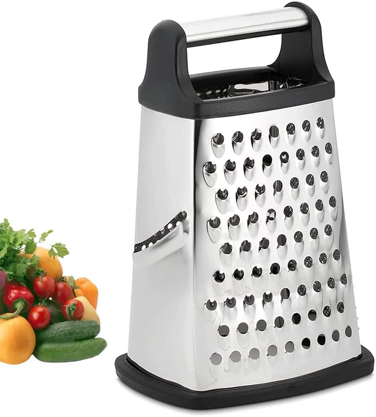 Vierseitige Edelstahlreibe – Küchenreibe Zum Groben Und Feinen Reiben, Geeignet Für Obst, Gemüse, Karotten Und Käse. (rechteckiges Reibemodell Mit 25 Cm Kantenlänge)