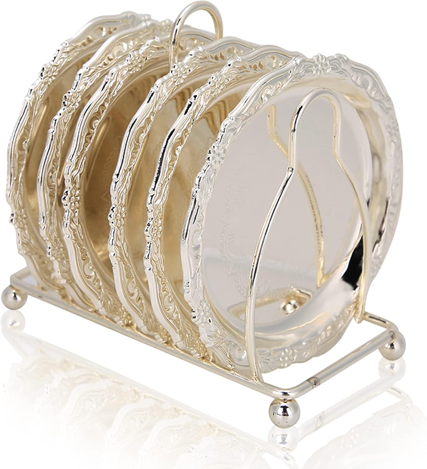 Runder Vintage-untersetzer Mit Ständer – Hochzeit, Abendessen, Restaurant, Hotel (silber, 10 Cm Durchmesser)