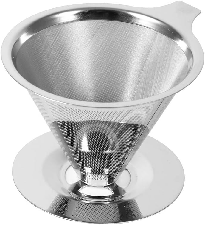 Kaffeefilter Aus Edelstahl, Waschbar Und Wiederverwendbar, Mit Leichter, Doppelwandiger Abtropfschale Für Perfekten Kaffeegenuss. Kleine Größe / 300 Mesh Mit Boden.