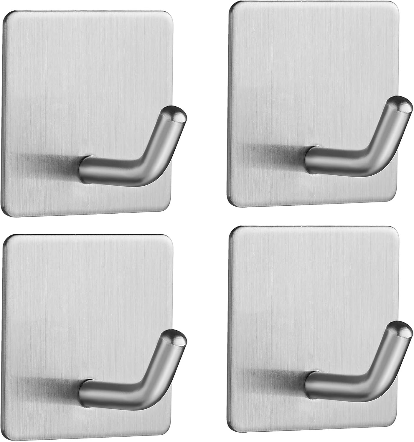 Klebehaken, 4er-set Edelstahl-wandhaken, Handtuchhalter Ohne Bohren, Mit Klebehaken Für Badezimmer, Wohnzimmer Und Küche, 4er-set (j - Typ 003 - 1 Silber)