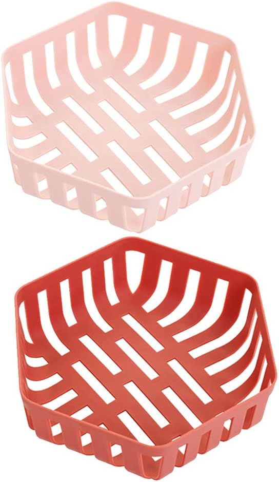Set Mit 2 Hochwertigen, Kreativen Abtropfkörben Zum Probieren Von Speisen, Mehrzweckkörbe Für Obst Und Gemüse, Für Zuhause Und Wohnzimmer (hellrosa + Rot) – 2 Stück