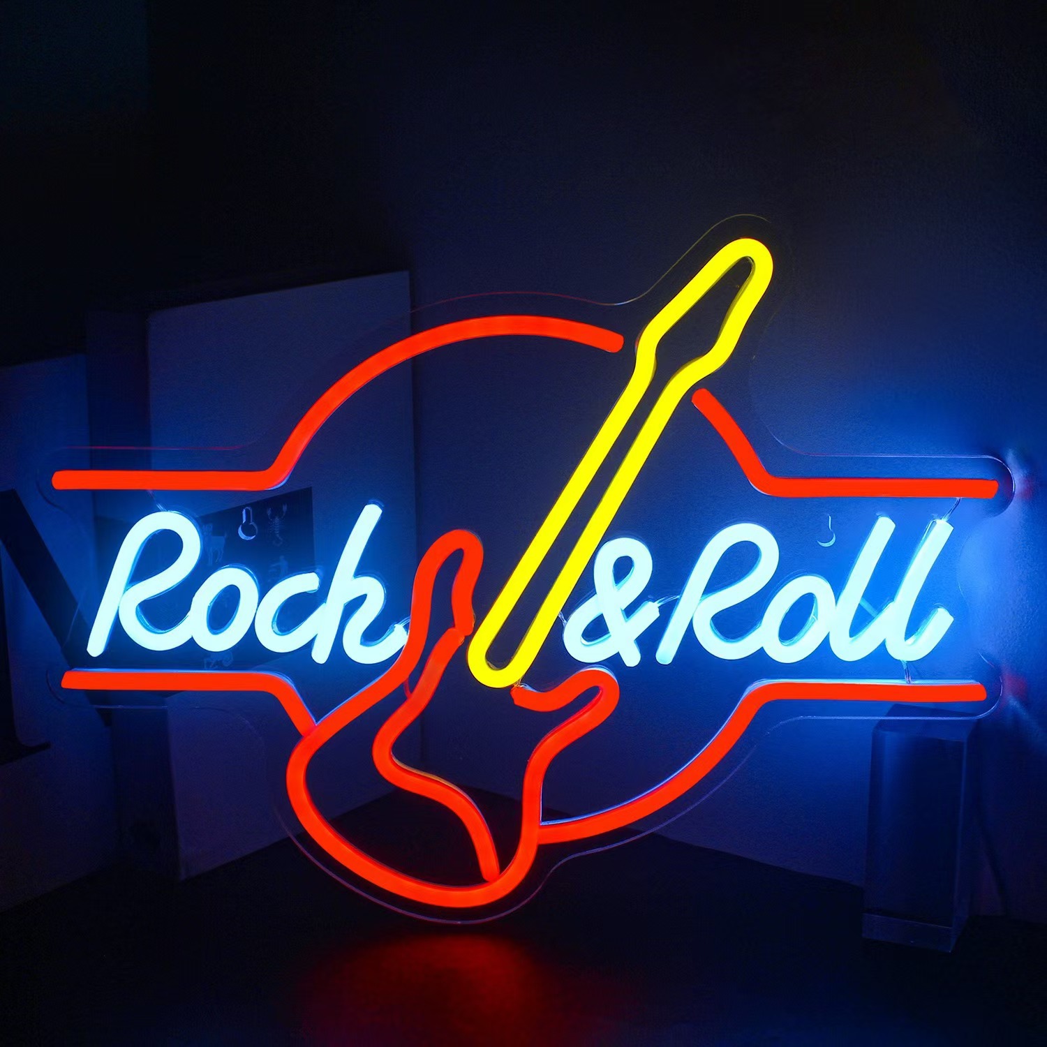 Neonlichtschild In Form Einer Rockgitarre, Led-neon-wanddekoration, Ideal Für Bars Und Konzerthallen