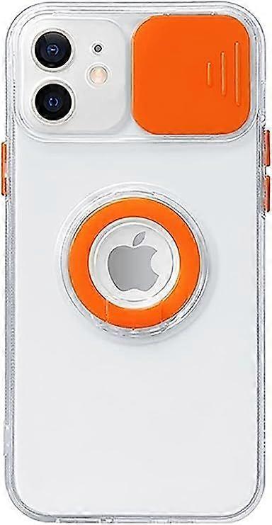 Transparente Softcase-hülle Für Iphone Mit Ringhalter, Verschiebbarer Objektivabdeckung Und Kameraschutz (orange, Iphone 11 Pro)