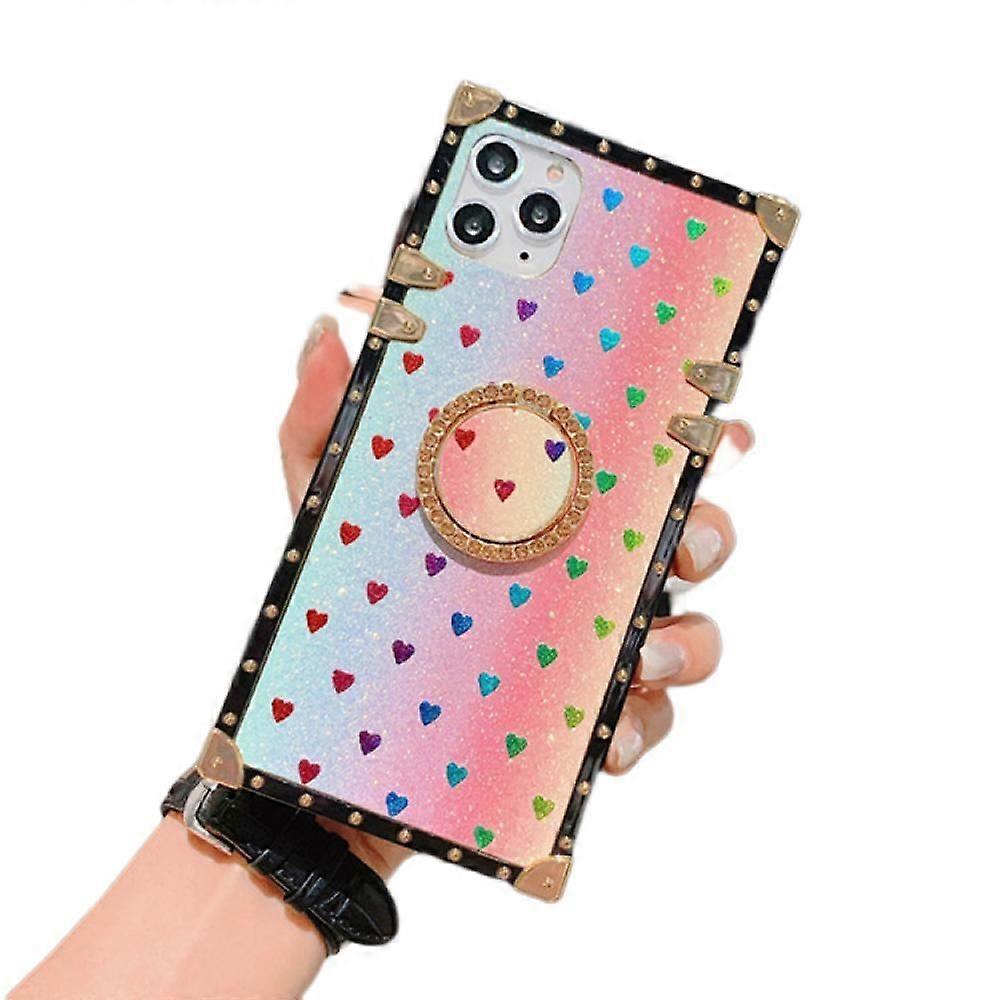 Quadratische Hülle Kompatibel Mit Iphone 13 Pro Max, Extrem Widerstandsfähige, Stoßfeste Tpu-glitzerhülle Mit „love Glitter“-design Und Aufstellring