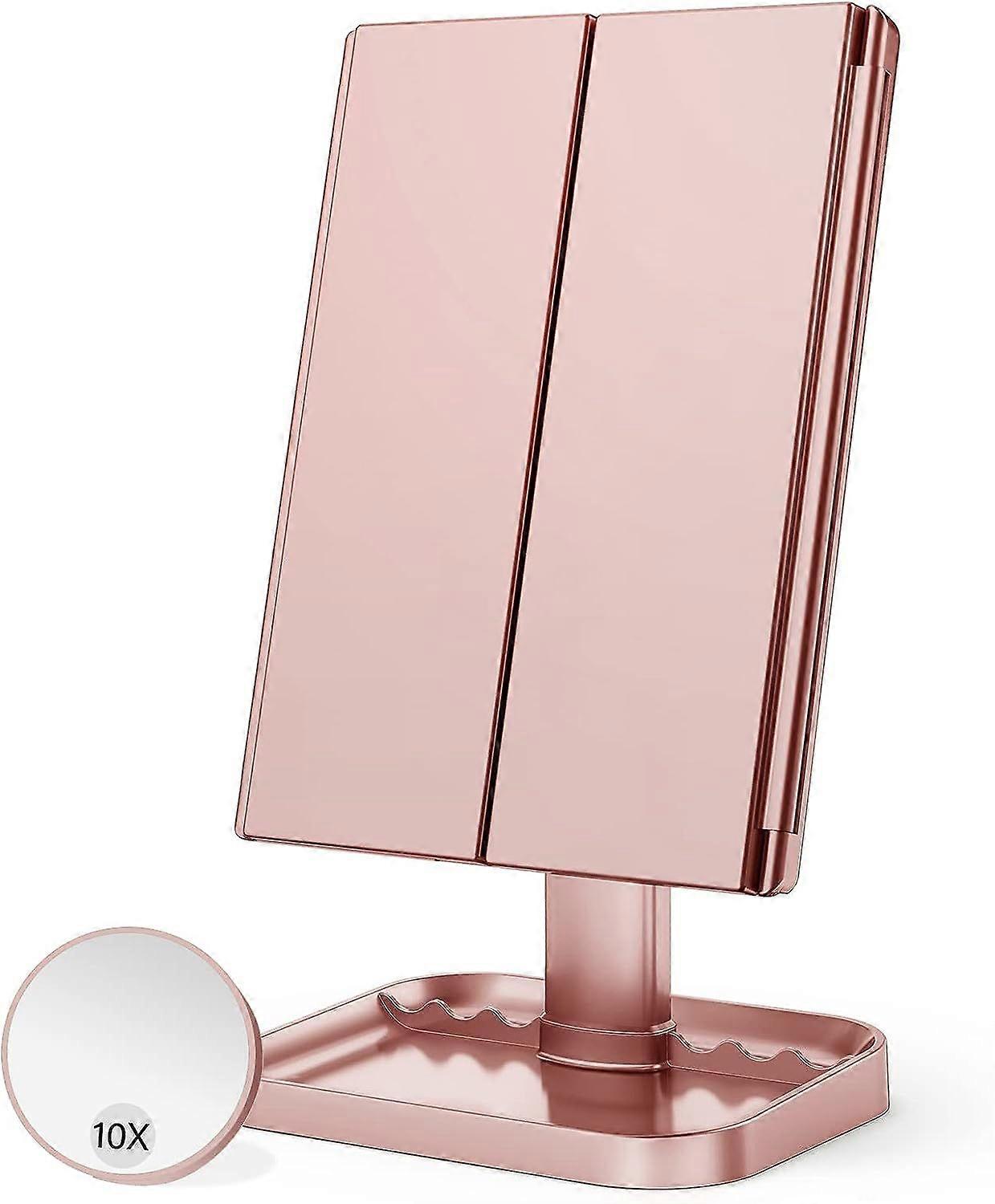 Tragbarer Led-beleuchteter Kosmetikspiegel (roségold)