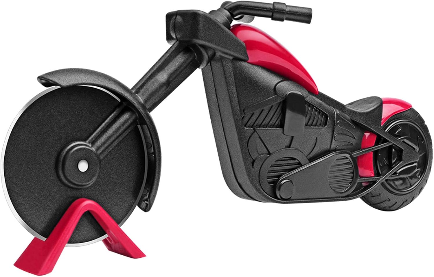 Pizzaschneider In Motorradform, Edelstahl Und Kunststoffrolle, Ideal Zur Dekoration Und Als Originelles Geschenk (rot)
