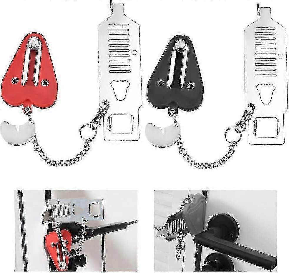 Lot De 2 Cadenas De Porte Portables, Antivol Et De Sécurité, Avec Sac De Rangement, Pour Hôtels, Appartements Et Maisons, Rouge + B